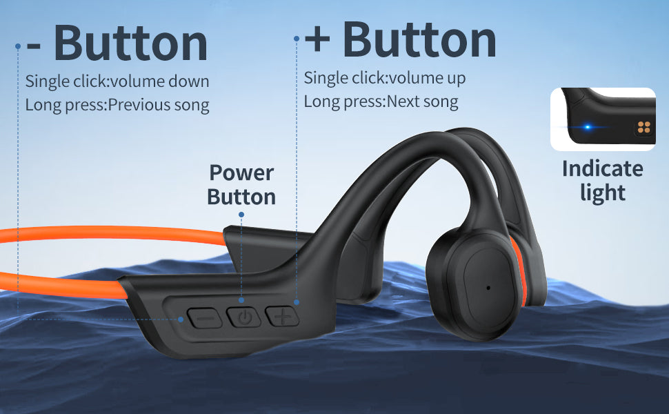 CelsusSound S800C Bone Conduction Headphones, Open-Ear Bluetooth 5.3 Headphones with Mic, IPX7 Waterproof Sports Earbuds Wireless Earphones for Running Workout Cycling, 1.5 Fast Charging and 10H Working Time (Orange)