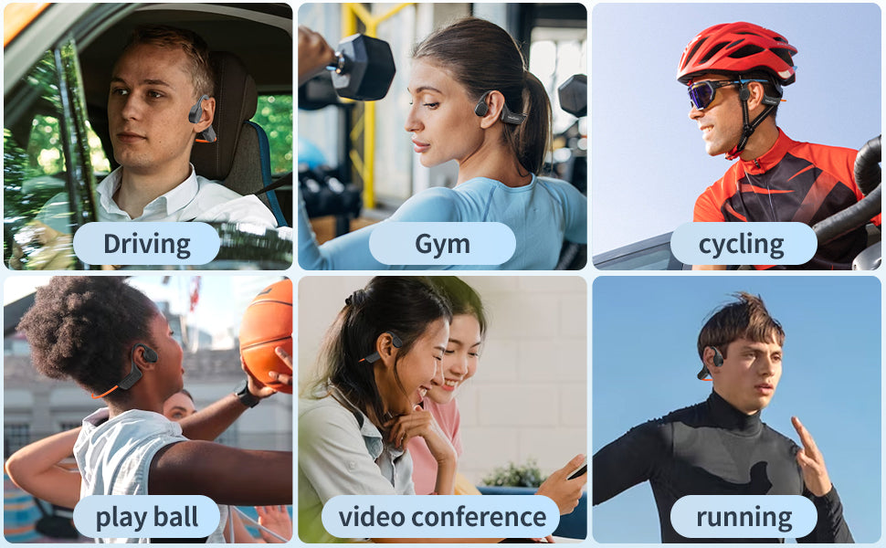 CelsusSound S800C Bone Conduction Headphones, Open-Ear Bluetooth 5.3 Headphones with Mic, IPX7 Waterproof Sports Earbuds Wireless Earphones for Running Workout Cycling, 1.5 Fast Charging and 10H Working Time (Orange)