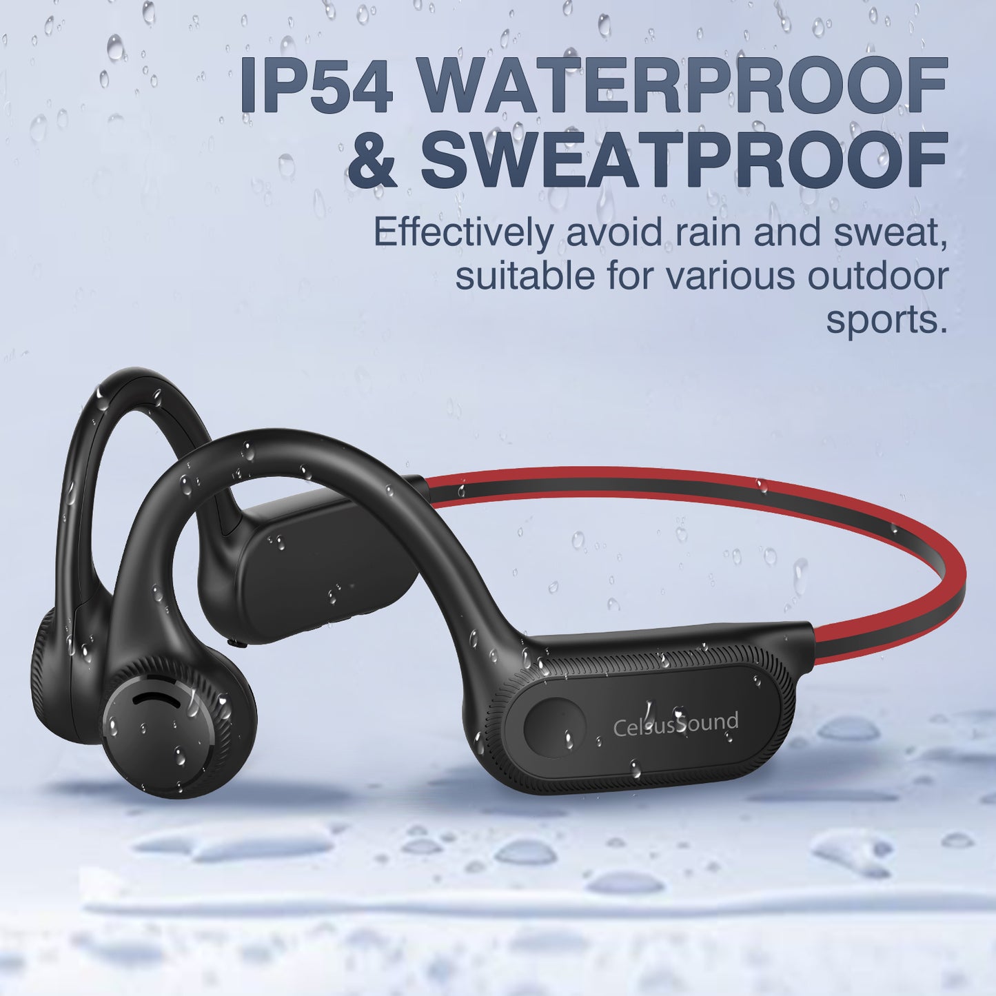 CelsusSound S100 Bone Conduction Headphones,Open Ear Headphones with Built-in Mic, Bone Conduction Headphones Bluetooth 5.2,10H,Sweatproof Sports Headsets.