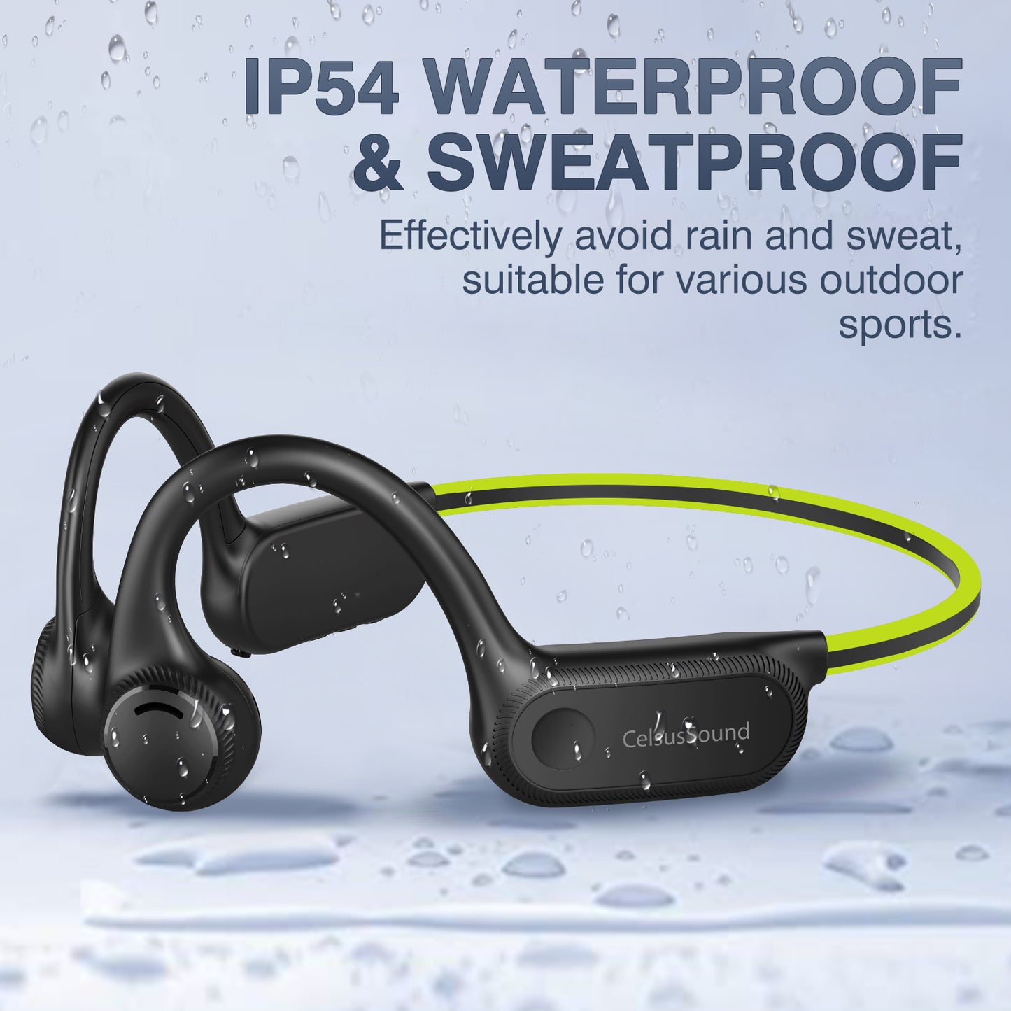 CelsusSound S100 Bone Conduction Headphones,Open Ear Headphones with Built-in Mic, Bone Conduction Headphones Bluetooth 5.2,10H,Sweatproof Sports Headsets.